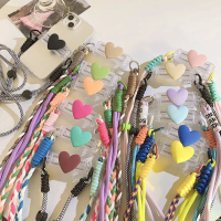 Tali Gantung HP Klip Love Berwarna-warni Segar Samping Anyaman Casing HP Universal Secara Diagonal M