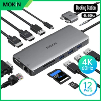 MOKiN Docking Station Dual Monitor HDMI Adapter 12 in 1 USB C Adapters For MacBook Pro Air Mac iPad PC Accessories SD/TF USB HUB