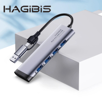 【HAGiBiS】SRT02鋁合金4合1双接頭擴充器(Type-C/USB＋USB*4)
