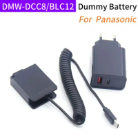 PD 3.0 Charger+USB C to DMW-BLC12 Dummy Battery Full Decoded DMW DCC8 DC Coupler for Panasonic DMC-FZ2000 G5 G6 G7 G85 Camera