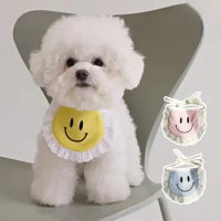 Dog Accessories Instagram Style Korean Smiley Face Lace Pet Saliva Towel Small Dog Teddy Bear Bib Cat Scarf Pet Supplies