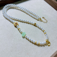 สร้อยไข่มุกลูกปัดเปลือกหอยแบบทิเบตทั่วไปสร้อยคอโซ่ไทเก็ต Zaki Ram จี้สร้อยคล้องคอคริสตัล6มม