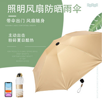12小時現貨  遮陽傘晴雨傘照明防曬防紫外線風扇傘手動反嚮摺疊傘