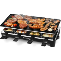 Raclette Table Grill, Techwood Electric Indoor Grill Korean BBQ Grill, Removable 2-in-1 Non-Stick Grill Plate