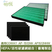 怡悅 HEPA+活性碳*4清淨機濾網 適用：Coway AP-1512HH/HHW