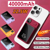 Hot New 22.5W 40000mAh Power Bank Magnetic Super Fast Charging PD20W Wireless Charger Powerbank for iPhone 15 14 Samsung Huawei