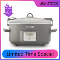 Crock-Pot Crockpot 7-Quart Cook and Carry Programmable Slow Cooker, Grey
