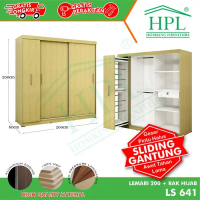 HOMKING Lemari Pakaian Sliding HPL 200 Hijab Coklat Muda Kayu - CoklatMudaKayu1