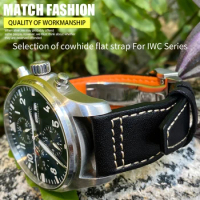 High Quality Cow Leather Watchband 20mm 21mm 22mm Suitable for IWC Big Pilot Spitfir Mark 18 Portfino Calfskin Black Watch Strap