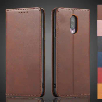 Magnetic attraction Leather Case for Oneplus 6T / One plus 6T / 1+ 6T Holster Flip Cover Case Wallet Phone Bags Fundas Coque