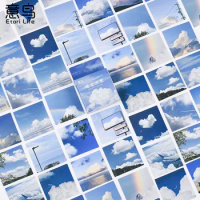 46pcs Natural Scenary Stickers Creative Cute Blue Sky Clouds Diary Decoration Stationery Flakes Scrapbooking DIY Adhesive Label