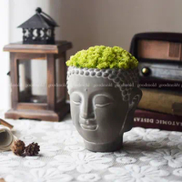 Big Buddha Head Planter Silicone Mold Hand Made Head pots Concrete Silicone Molds Sakyamuni Flower pot Mould