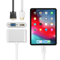 HUWEI USB C Adapter Converter to HDMI VGA USB-C Cable HUB For iPad Pro 11 12.9 inch 2020 2018 Case Connect projector TV Dock