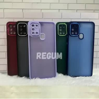 Hard Case Samsung A12 / M12 Frosted Semi Transparant Silikon Ungu