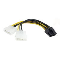 Dual Molex 4pin IDE To 8 Pin PCI-E Power Lead Cable For Asus MSI VGA Video Graphic Card 20cm