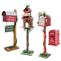Christmas Decor Floor Letterbox Postbox Home Outdoor Wood Christmas Party Decoration Handmade Restaurant Hotel Photography Props