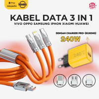 IDONES Kabel Data 3 in 1 35W-240W Charger Super Cepat Fast Charging Type C Mikro Cable USB IOS Apple