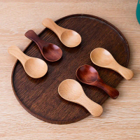 1pcs Mini Wooden Spoons Kitchen Spice Condiment Spoon Coffee Sugar Teaspoons Kids Short Handle Wood 