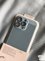 日本進口良品MUJ夏季透氣散熱適用蘋果13手機殼iPhone11 14 12promax遠峰藍極簡全包防摔保護套14plus超薄裸