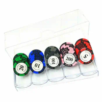 100 Chip Box Chips Box Acrylic Fine Chips Transparent Box Casino Gambling Chips Storage Case