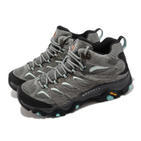 【MERRELL】登山鞋 Moab 3 Mid GTX 女鞋 防水 灰 藍 中筒 越野 郊山 戶外(ML036306)