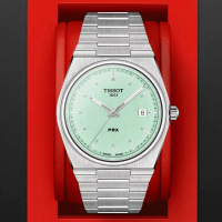 【TISSOT 天梭 官方授權】PRX系列 復刻經典酒桶形腕錶 母親節 禮物(T1374101109101)