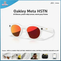 OAKLEY META HSTN AI GLASSES PRIZM RUBY LENSES WARM GREY FRAME