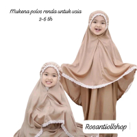 Mukena anak perempuan bayi balita Jersey adem tanggung polos kecil 1 2 3 4 5 6 tahun RENDA KARET RUK