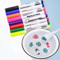 Funny 8/12pcs Color Magical Water Painting Pen Set With Coloring Books For kids Montessori Doodle Pen Toys DIY Tattoos Stickers