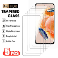 5Pcs 9H Anti-Burst Tempered Glass For Xiaomi Redmi Note 12 Pro Plus Screen Protector For Redmi 12 12C 12T Clear Protective Film