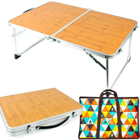 【中號】鋁合金竹板折疊桌60x40x25cm(贈收納袋)僅1.5kg  //竹板桌 摺疊桌 登山 露營 折疊桌 野餐桌