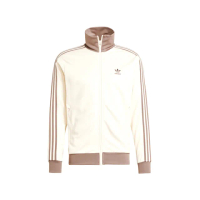 【adidas 愛迪達】Classic TT 男款 米白卡其色 立領 休閒 拉鍊 口袋 三線 合身 運動 外套 JP2522