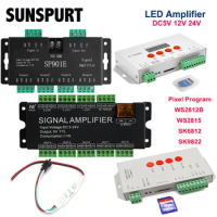 Control RGB LED Strip T1000S K1000C Card 2048 Pixels SP901E 8 Channels Signal Amplifier For WS2801 WS2811 WS2812B SK6812 DC5~24V