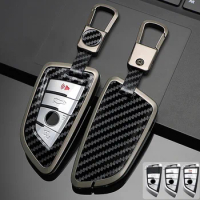 Zinc Alloy + Leather Car Key Case Cover For BMW X1 X3 X5 X6 X7 G20 G30 G01 G02 G05 G11 G32 1 3 5 7 Series Remote Key Holder