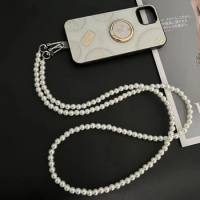 Portable Mobile Phone Lanyard Crossbody Necklace Chain Pearl Strap Anti-lost Sling for Phone Case