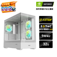 【NVIDIA】i7十六核GeForce RTX 4060Ti{AI演算-D}水冷電競電腦(i7-13700F/華碩B760/32G/1TB_M.2)