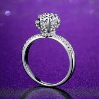 Nhẫn kim cương Moissanite, nhẫn cầu hôn 5 ly, 6.5 ly, 8 ly kiểm định GRA Kann Jewelry FY-117