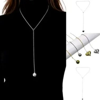 Zeline Y2K Lariat Necklace Kalung Y Rantai Panjang Adjustable Hijab Friendly Chain Necklace Retro NL