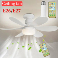 E26/E27 Socket Fan LED Light Replacement Light Bulb/Ceiling Fan 3 Speeds 30/40W Warm Light Ceiling Fan Timing for Garage Kitchen