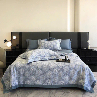 [ MOJI ] SET 4 Món Chăn Ga Lụa Thái In Hoa Văn
