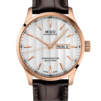 MIDO 美度 MULTIFORT先鋒80系列 天文台腕錶-玫瑰金皮帶42mm