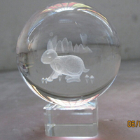 水晶內雕球創意生日禮物生肖兔送朋友水晶球十二星座創意擺件