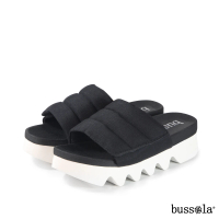 【bussola】Capri 慵懶澎感寬帶魔鬼氈輕量厚底拖鞋(黑色)