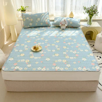 New Latex Ice Mat Bed Mattress Pad Floral Fresh Sheet Set, Cooling Mattress Cover,Bedspread For Summer, 2/3pcs Drop Shipping