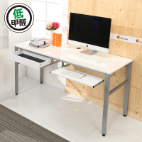 【BuyJM】低甲醛木紋白160公分抽屜鍵盤穩重工作桌(電腦桌)