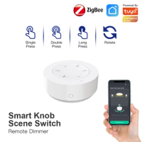Tuya ZigBee Smart Knob Switch Wireless Scene Switch Button Remote Dimmer Battery Powered Automation Scenario Smart Life APP