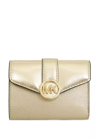 Michael Kors Michael Kors Carmen Medium Flap Bifold Wallet - Pale Gold