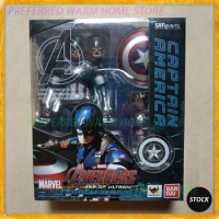 In Stock Originate BANDAI SHF Marvel Captain America Movable Model Toy S.H.FIGUARTS The Avengers:Age of Ultron Steve Rogers