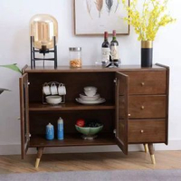 全國包送裝新中式全實木餐邊櫃輕奢茶水碗櫃儲物櫃收納玄關裝飾櫃
