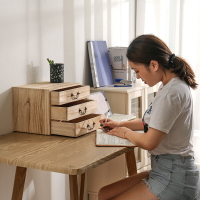 包郵實木多層抽屜式桌面收納木盒家用木質儲物盒化妝品首飾置物箱